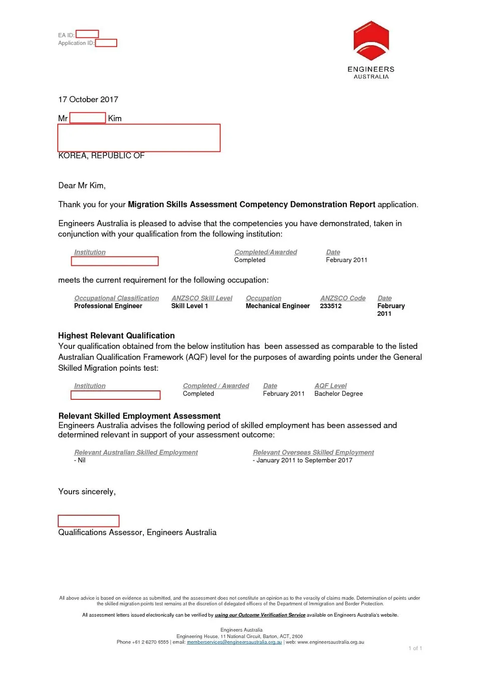 EA outcome letter(1)
