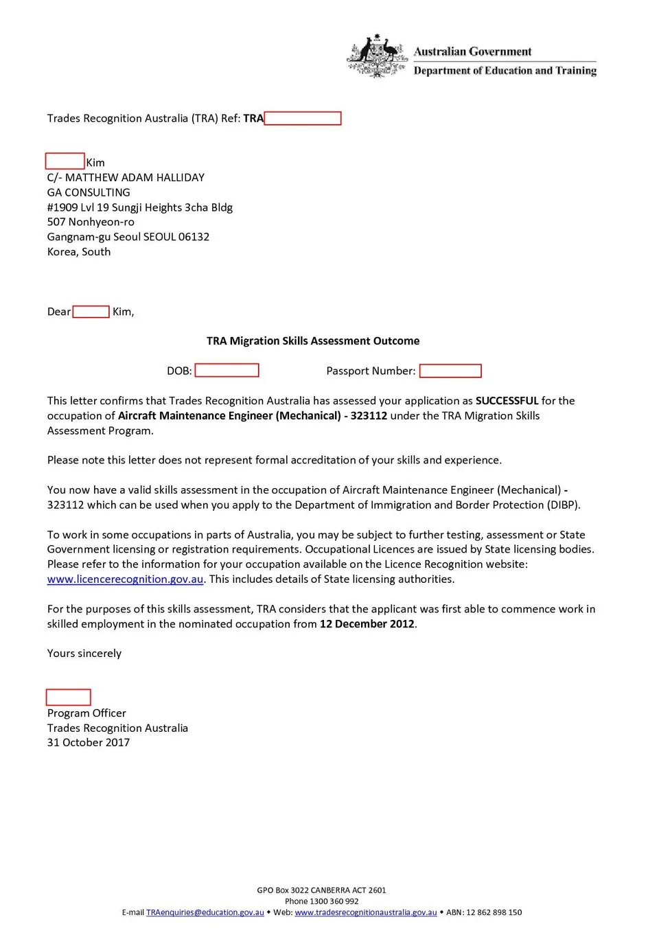 TRA outcome letter_1