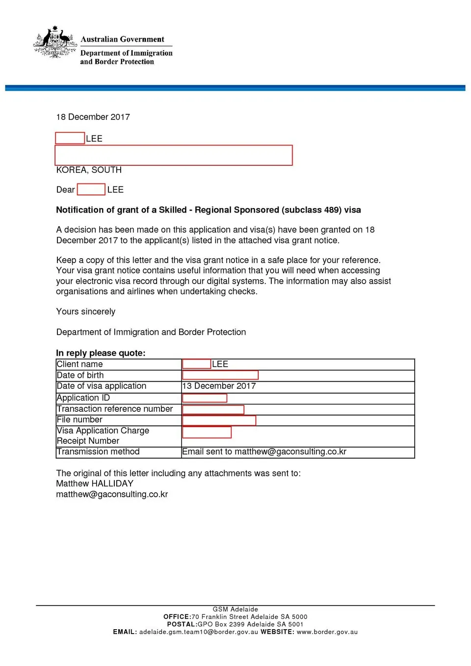 IMMI Grant Notification_489 Subsequent Family Entrant