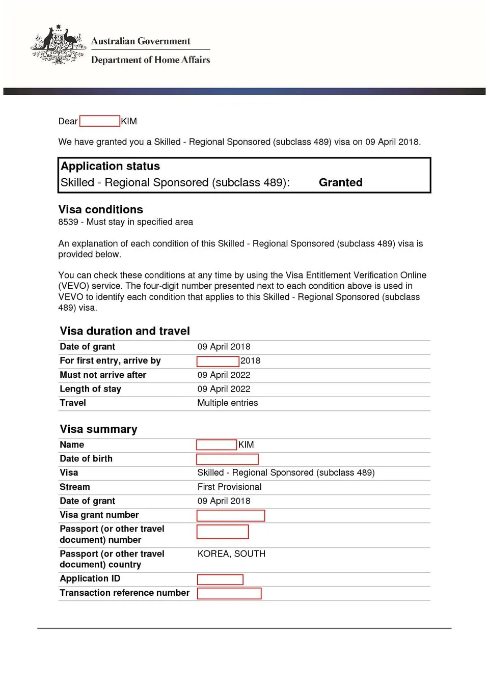 Visa grant_489 visa_2018