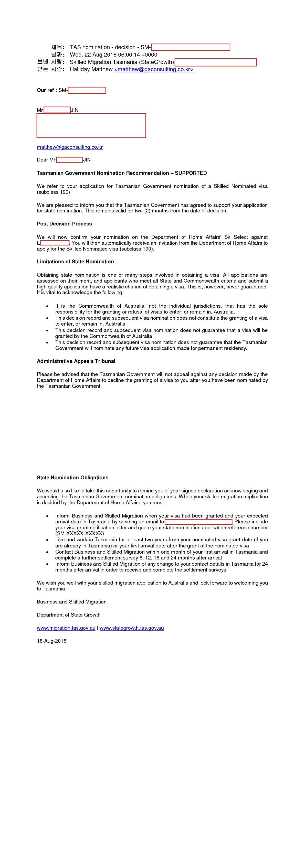 Tasmania nomination_190