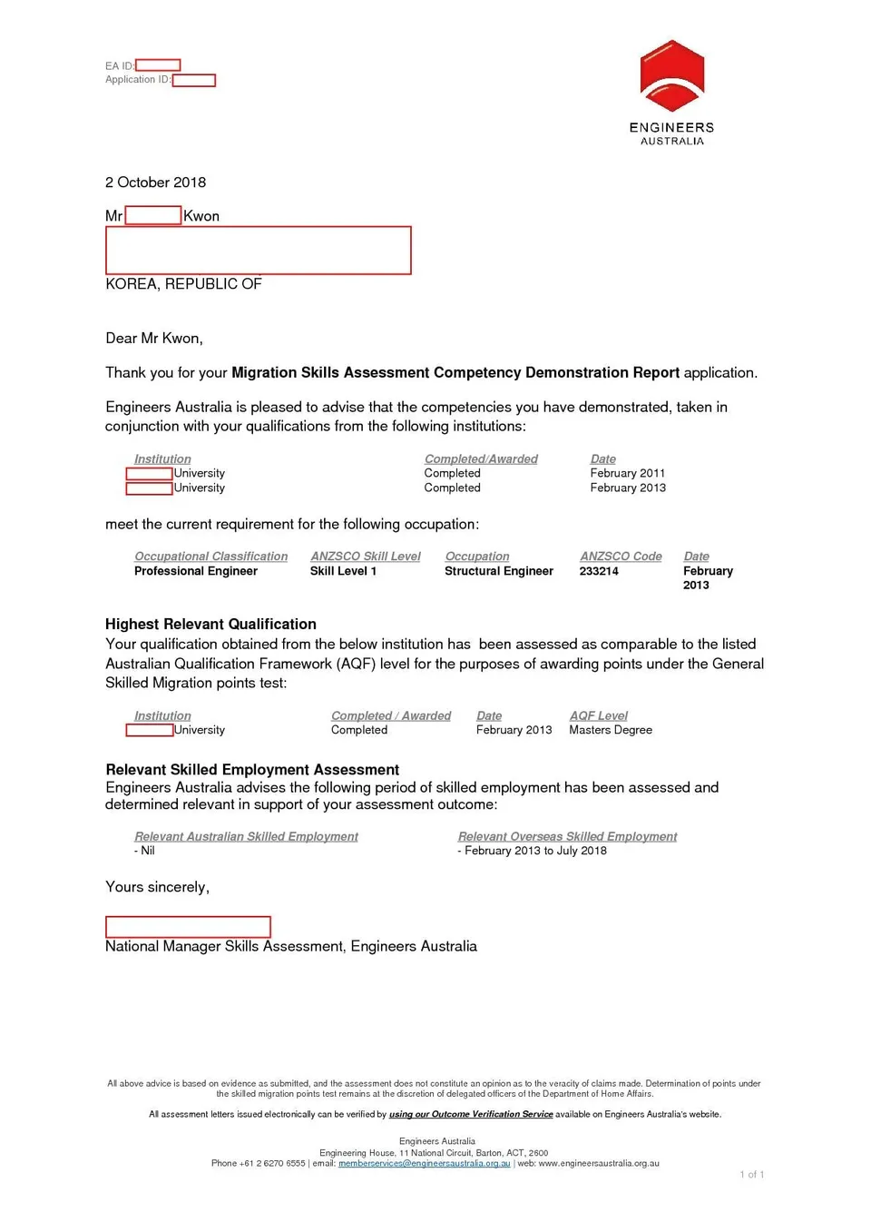 EA Outcome Letter_2018