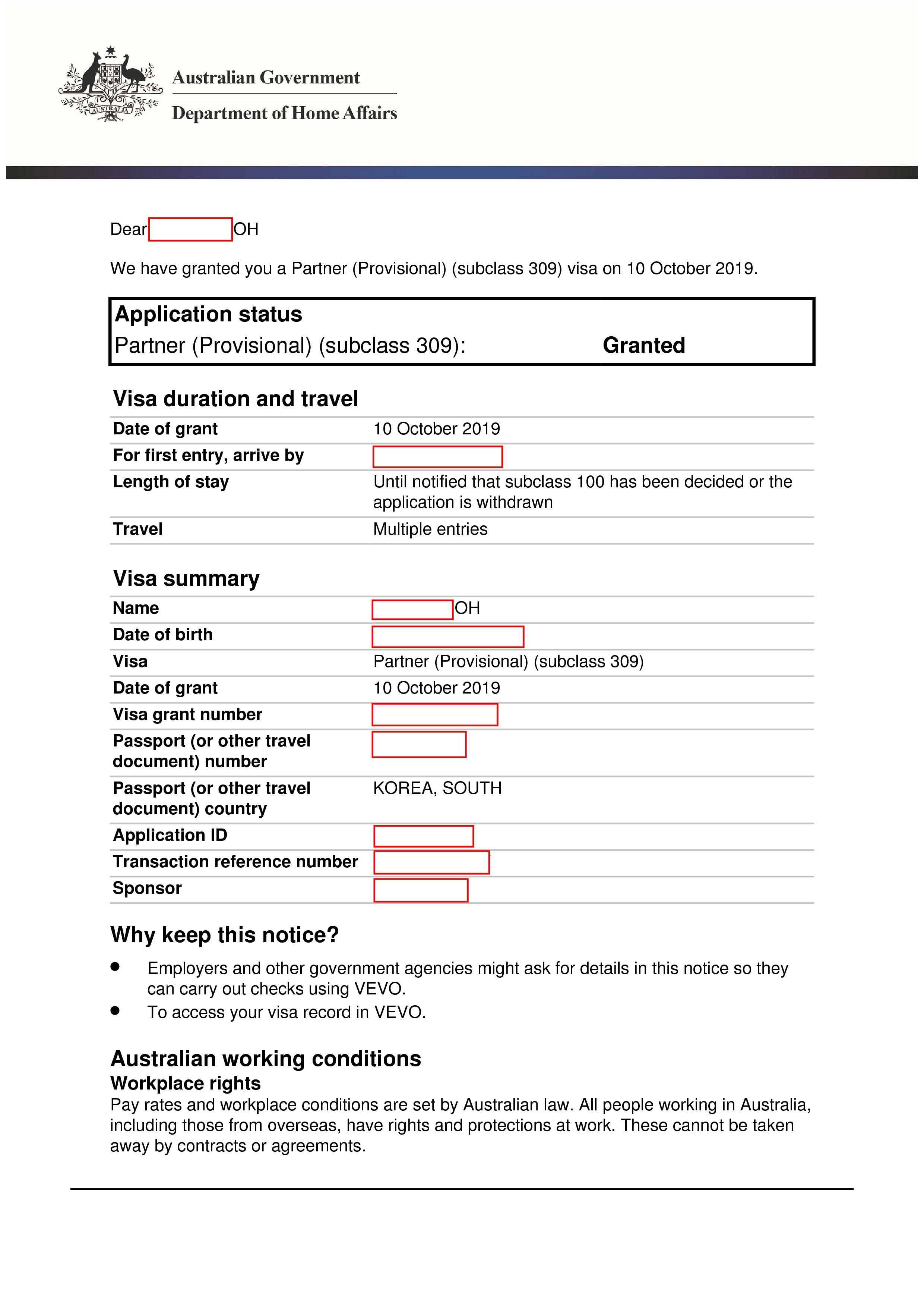 Grant letter_309_2019