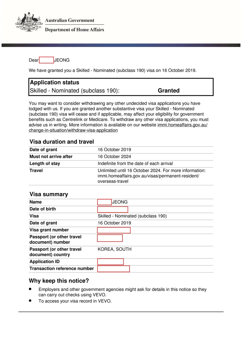 Grant letter_2019
