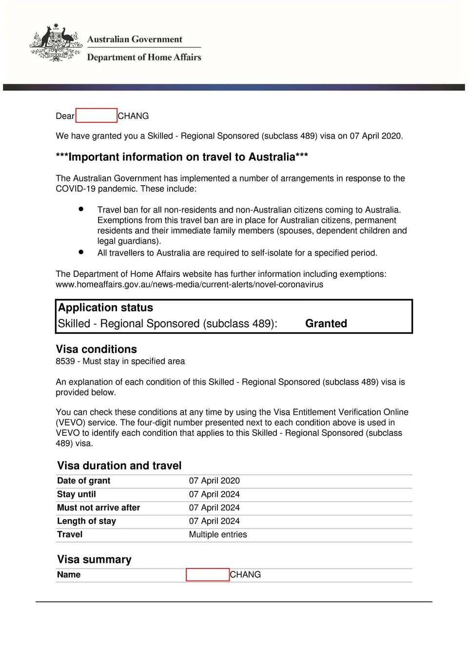 489 visa grant_2020