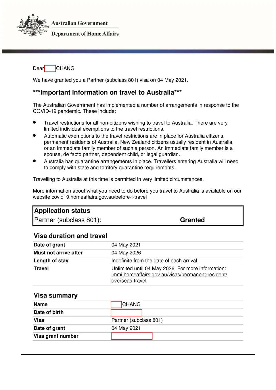 801 visa